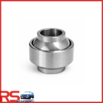 High-quality stainless steel spherical plain bearing with brushed outer race and polished inner ball, isolated on white background